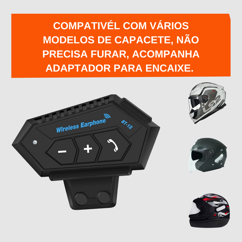 Alto Falante Para Capacete Moto Bluetooth Sem Fio Resistente a Água