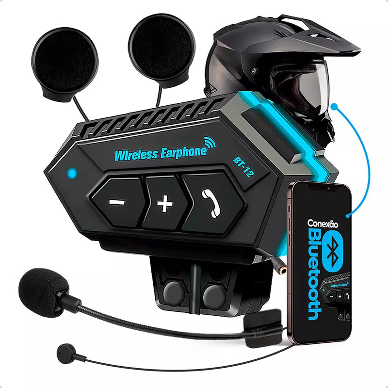 Alto Falante Para Capacete Moto Bluetooth Sem Fio Resistente a Água